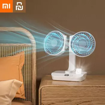 Вентилятор охлаждения Xiaomi Youpin с двумя головками, перезаряжаемый 4-скоростной Регулируемый автомобильный вентилятор для дома и улицы, электроприборы