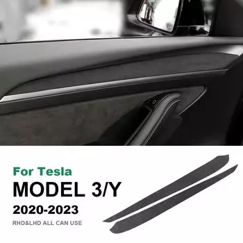Верхняя замша для Tesla Model 3 2020-2023 Model Y 2020 2021 2022 2023 2024, внутренняя дверная ручка, панель, накладка, аксессуары