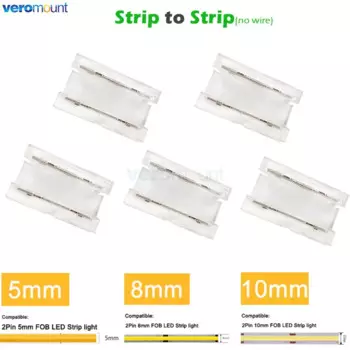 Veromount 5V/12V/24V COB Strip Connector, 5 мм, 8 мм, 10 мм, 5 шт.