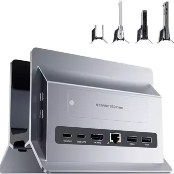 Вертикальная док-станция PULWTOP USB C с 4K при 60 Гц HDMI, 3 USB, SD/TF, PD3.0, RJ45, аудио 3,5 мм для MacBook Pro/Air, ноутбука