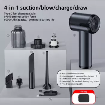 Вертикальный/ручной пылесос Xiaomi, 80 Вт, беспроводной, влажная уборка, пылесборник