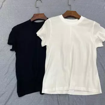 Весенне-летняя женская футболка из смесовой шерсти и шелка со швом сзади и центральным швом, тонкая женская футболка с круглым вырезом и короткими рукавами