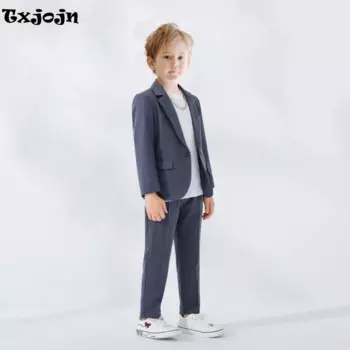 Весенне-Осенние костюмы для мальчиков из 3 предметов, куртка, брюки, ожерелье для школьных занятий, официальный облегающий Детский костюм, костюм на день рождения