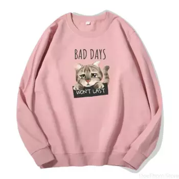 Весенне-осенняя новая женская одежда, толстовки, модная толстовка с принтом кота, пуловер из чистого хлопка для девочек, топы с длинными рукавами