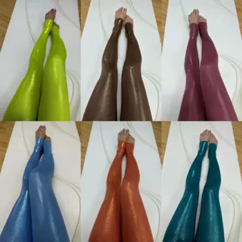 Весенние блестящие глянцевые леггинсы, женские пикантные брюки с высокой талией, бесшовные блестящие леггинсы с высокой талией