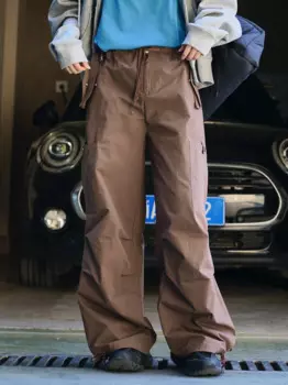 Весенние женские повседневные однотонные широкие брюки с высокой талией и карманами