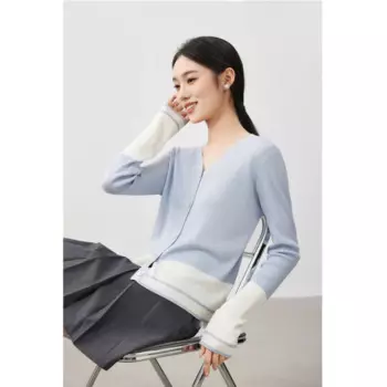 Весенний Шелковый вязаный кардиган Mulberrry, женский тонкий трикотажный кардиган в полоску с V-образным вырезом