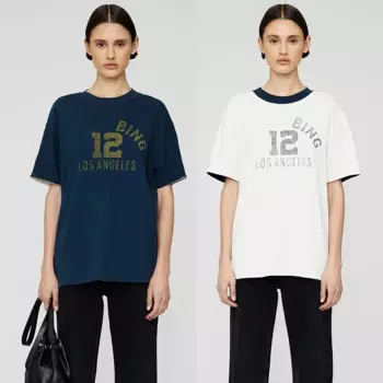 Весенняя новая североамериканская ниша AB с буквенно-цифровым принтом, цвет золотой фольги, двусторонняя хлопковая футболка с короткими рукавами, женская