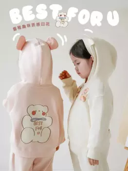 Весенняя Новинка, детское пальто и штаны, комплект из двух предметов, Толстовка для отдыха с принтом для девочек