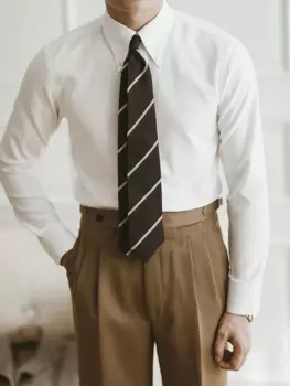 Весенняя Повседневная Деловая облегающая Мужская рубашка с длинным рукавом и острым вырезом