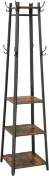 Вешалка для пальто VASAGLE ALINRU с 3 полками, вешалка с крючками для шарфов, сумок и зонтов, стальная рама, в промышленном стиле, в рустикальном стиле