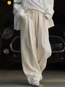 Весна 2024, простые широкие брюки HanOrange для ленивых женщин, эластичные брюки с высокой талией, женские брюки белого/серо-зеленого цвета