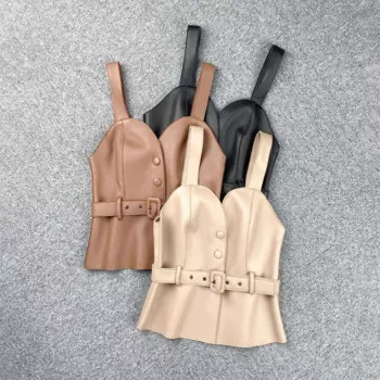 Весна Новый дизайнерский женский высококачественный жилет из натуральной кожи B835