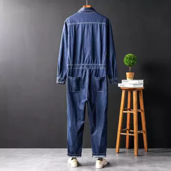 Весна-осень, одежда для работы, джинсовый комбинезон для мужчин и женщин, свободные синие и черные цельнокроеные брюки, новинка 2022 года, одежда с длинным рукавом