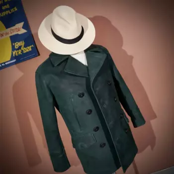 Весом около7 фунтов! Количество низкое, Pea Coat740 Куртка из воловьей кожи, мужское пальто Churchill, стиль средней длины