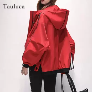 Ветровка с капюшоном, куртка-бомбер, брендовая одежда, Женская осенне-зимняя бейсбольная Повседневная Базовая куртка, женские топы, женская верхняя одежда