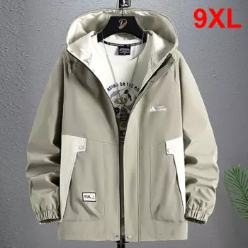 Ветровка в стиле ретро 9XL, мужская куртка-карго с капюшоном, Мужская модная повседневная Лоскутная куртка для кемпинга