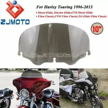 Ветровое стекло Smoke "летучая мышь" для мотоцикла, 10 дюймов, волновое ветровое стекло для Harley Touring Electra Glide CVO Street Glide Ultra Classic 1996-13