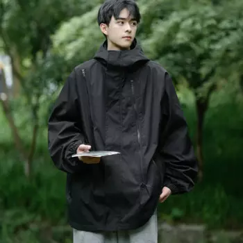 Ветрозащитные мужские и женские куртки с капюшоном и воротником-черепахой