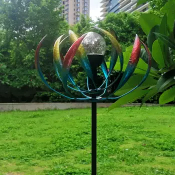 Ветряная мельница из кованого железа с солнечной батареей, Спиннер для сада, травы, газона, подключаемое украшение, светодиодный светильник различных цветов