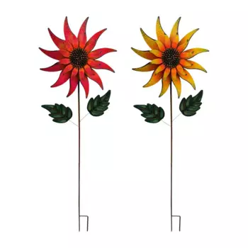 Ветряная мельница в виде подсолнечника, садовая ветряная мельница Pinwheel, металлическая ветровая скульптура, для улицы