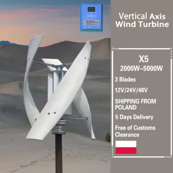 Ветряная турбина 5000 Вт 2 кВт 5 кВт с вертикальной осью Maglev, генератор высокого напряжения 24 В 48 В с гибридным контроллером заряда для домашнего использования