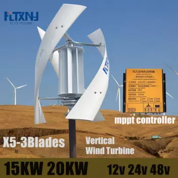 Ветряная турбина с вертикальной осью, генератор постоянного маглева, электрический генератор мощности 12 В-220 В 20 кВт 15 кВт с контроллером заряда Mppt