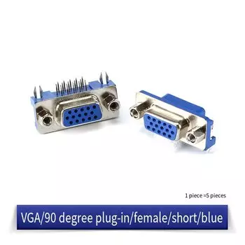 VGA, 3 ряда, 15 ядер, изогнутая игла под углом 90 градусов, RS232, последовательный порт, гнездовой разъем, разъем с медными ножками