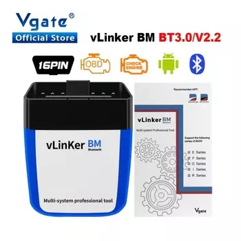 Vgate vLinker BM + для BMW ELM327 Сканер Bluetooth 4,0 OBD2 OBD 2, автомобильный диагностический инструмент автоматического сканирования для Bimmercode ELM 327 V1.5