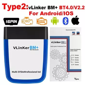 Vgate vLinker BM ELM327 V2.2 OBD2 сканер Bluetooth-совместимый 4,0 автомобильный диагностический автоматический инструмент Bimmercode PK ELM 327 для BMW