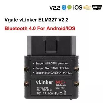 Vgate vLinker MC + ELM327 V2.2 WIFI Forscan ELM 327 для автомобиля OBD2 Bluetooth 4,0 Автомобильный диагностический сканер Инструмент для Android/IOS