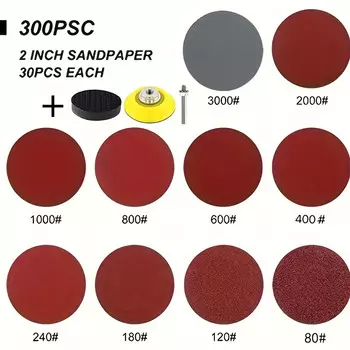 VIBRATITE 2-дюймовая наждачная бумага на липучке с хвостовиком 1/4 дюйма, набор шлифовальных лотков, 80-3000