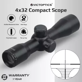 Victoptics 4X32 Компактный прицел диаметром 25,4 мм/4 Moa Click Value Охотничья оптика Оборудование для страйкбола
