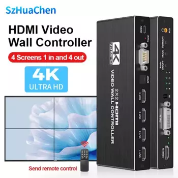 Видеопроцессор HDMI 2X2, настенный процессор, 4K HDMI DVI видеоконтроллер, устройство для сращивания видео, 1X2 1X4 1X3 HDMI экран, сплиттер с вращением изображения