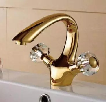 Vidric смесители для раковины Золотая латунь Хрустальная ручка Смеситель для ванной комнаты Смеситель для унитаза водопроводный кран для раковины
