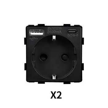 Вилка европейского стандарта, с одним разъемом USB, из хрустального стекла, с двойным разъемом usb-c, с тремя стенками Bingoelec