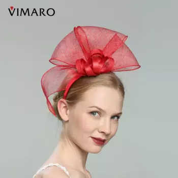 VIMARO, красные женские вуалетки Sinamay, женская Вуалетка, шляпы для женщин, Свадебная и церковная Шляпа Дерби для женщин