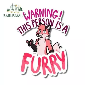 Виниловая наклейка для автомобиля EARLFAMILY, 13 см, с пушистым волком