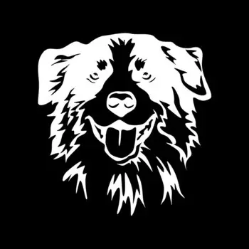 Виниловая наклейка на окно и дверь автомобиля, с изображением австралийской овчарки, с изображением головы собаки, для украшения Apple MacBook Pro/Air