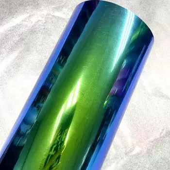 Виниловая плёнка-Хамелеон, Радужная, зеленая, синяя, хромированная, 10/20/0/40/50x см