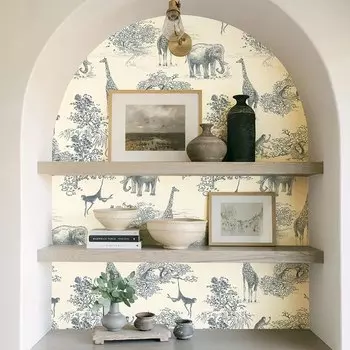 Виниловые обои JIFFDIFF Тропический лес голубой