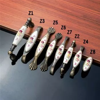 Винтаж керамические дверные ручки бронзовые