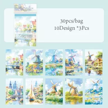 Винтажная акварельная клейкая бумага Mr. Paper 6 стилей