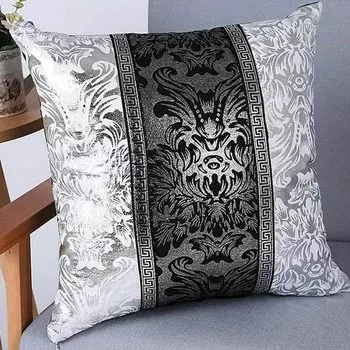 Винтажная декоративная наволочка Florvine 45x45 см, черная и серебристая