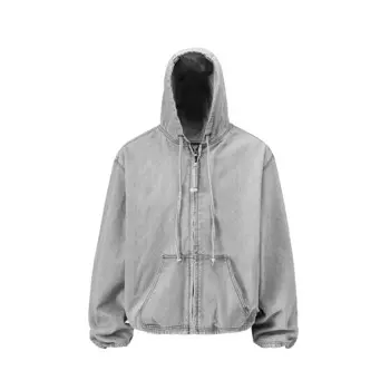 Винтажная джинсовая куртка на молнии с капюшоном для мужчин и женщин, средней посадки, в уличном стиле, осенняя джинсовая куртка большого размера