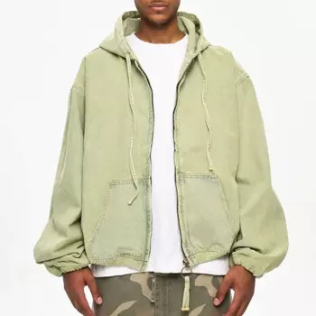 Винтажная джинсовая куртка на молнии с капюшоном для мужчин и женщин, средней посадки, в уличном стиле, осенняя джинсовая куртка большого размера