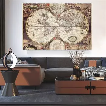 Винтажная карта мира 150x100 см