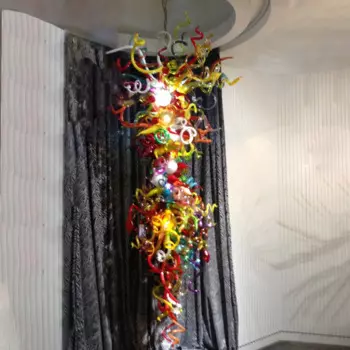 Винтажная люстра из дутого стекла, цветная лампа для домашнего декора, длинный утопленный светодиодный светильник из Мурано, 72 дюйма