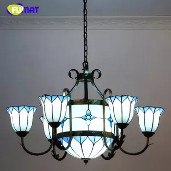 Винтажная люстра Tiffany в средиземноморском стиле, художественный потолочный светильник для гостиной, столовой, зала виллы
