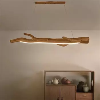 Винтажная люстра в стиле дерева, Подвесная лампа из искусственной смолы для чайного дома, гостиной, кафе, комнатного декора, освещение для обеденного стола